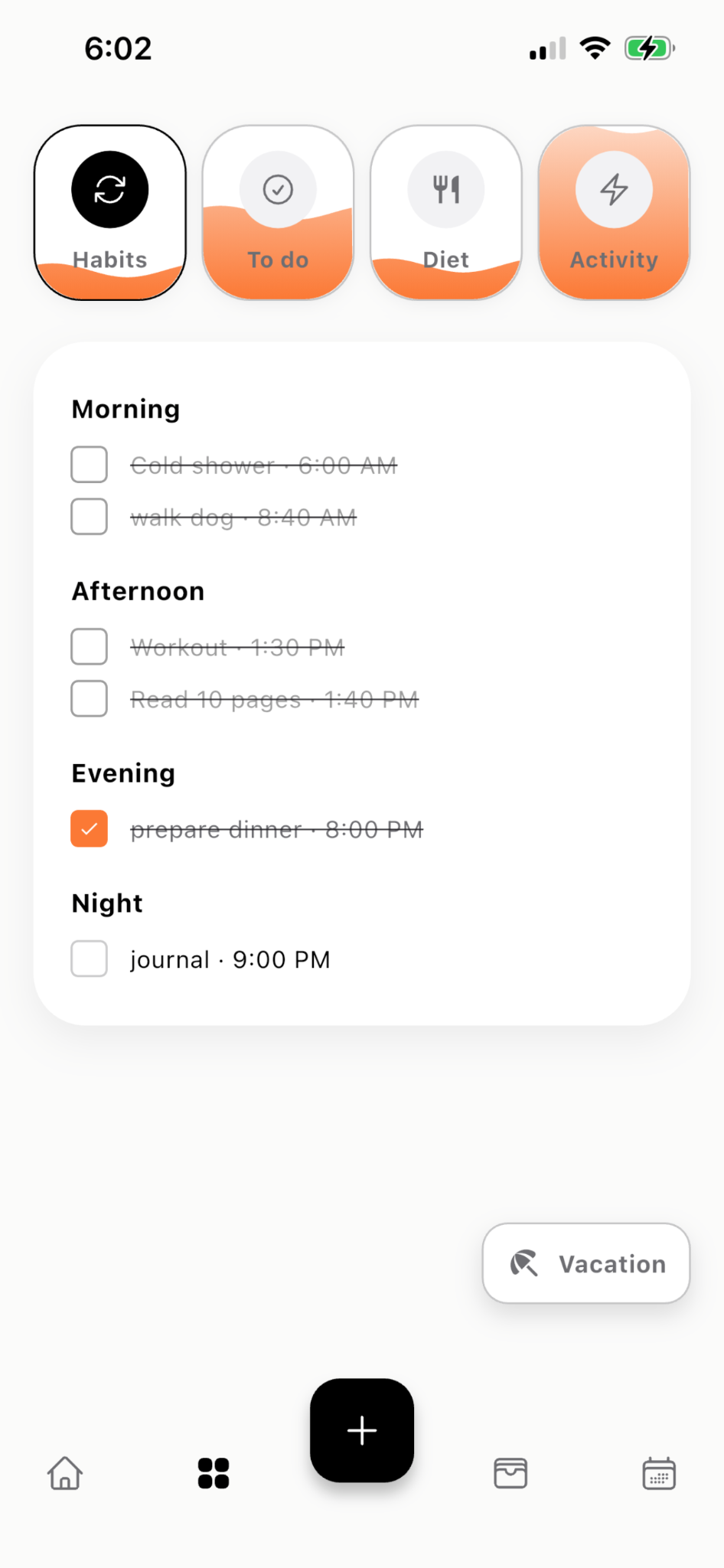 SOWAKTO habits screen
