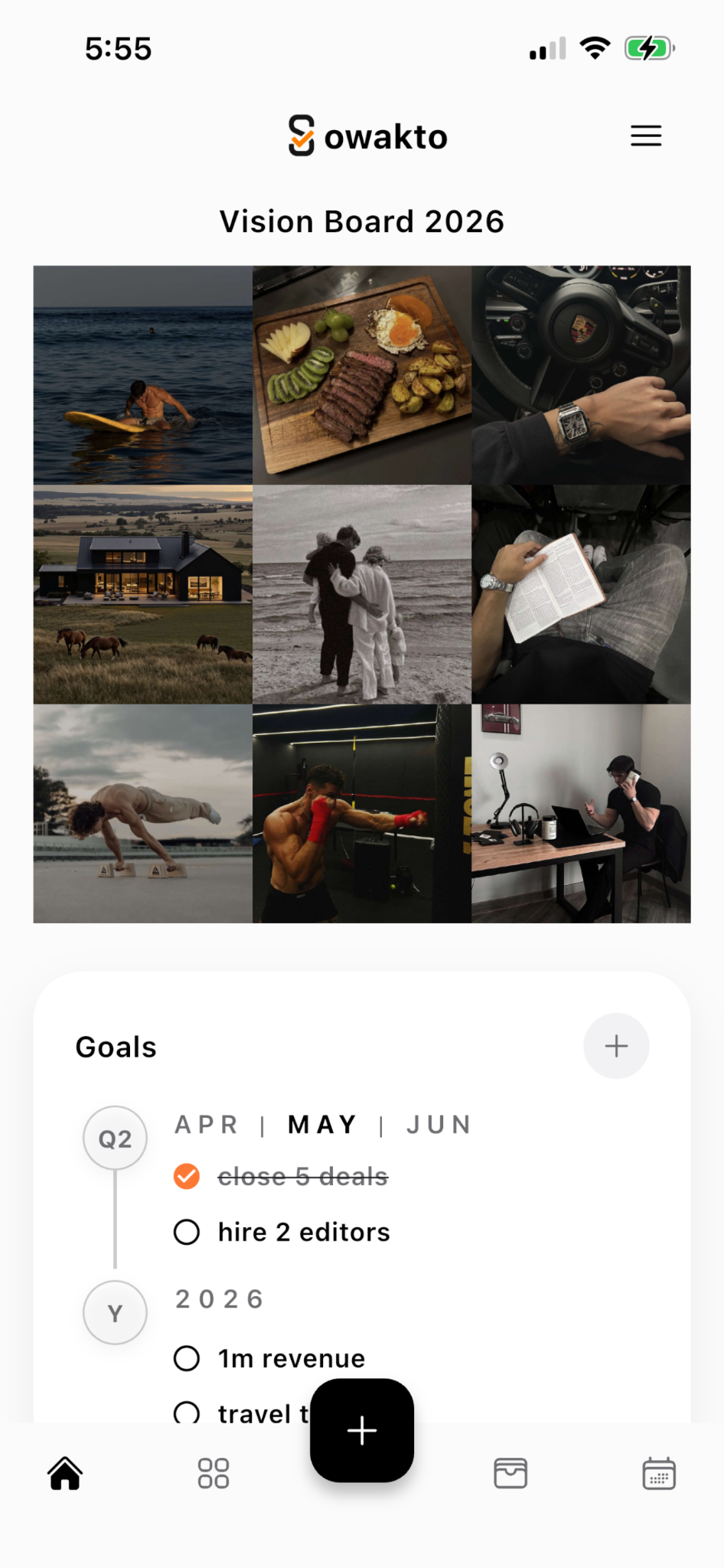 SOWAKTO home and vision board screen